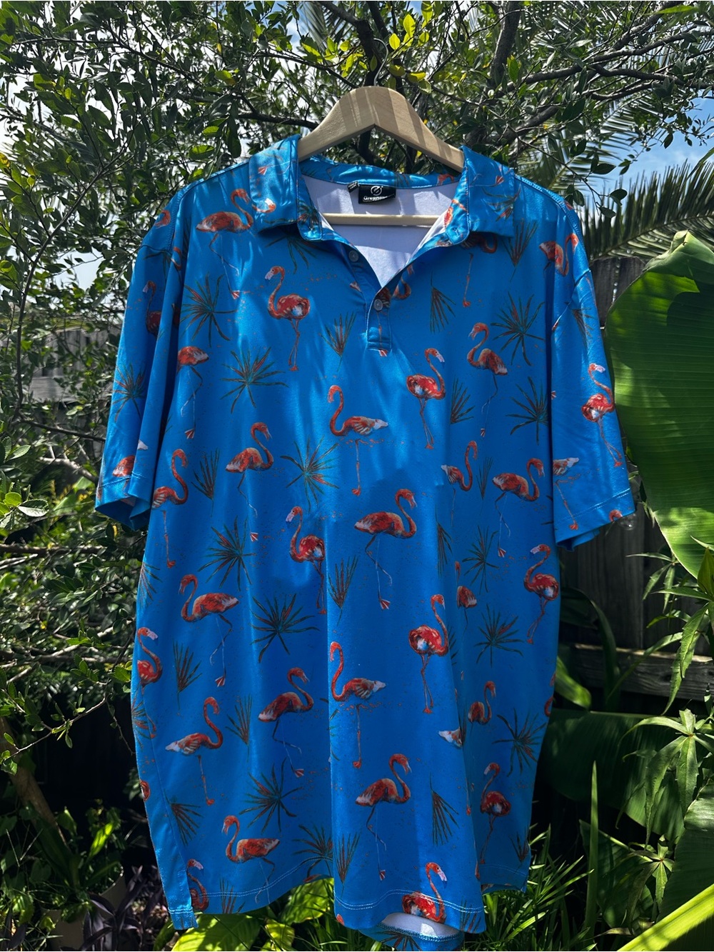 Greenside Blue Flamingo Polo Golf Shirt